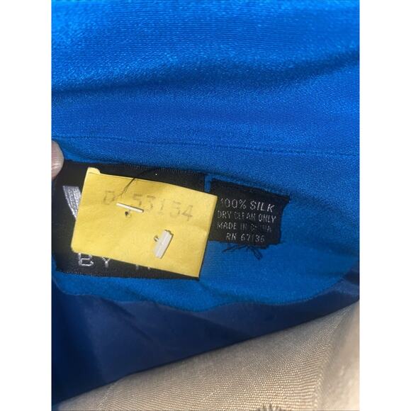 Vintage YL By Yair Women’s Turquoise Long Sleeve Sheath 100% Silk Dress Sz Large - Picture 8 of 10